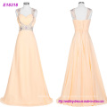 New Open Back Long Evening Dresses Tulle Hand Made Crystal Beading Prom Gowns